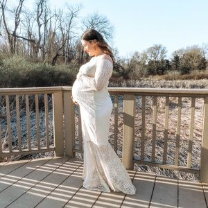 Long Sleeve Lace Maternity Dress